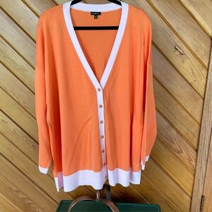Talbots Orange and White Women's Cardigan plus size